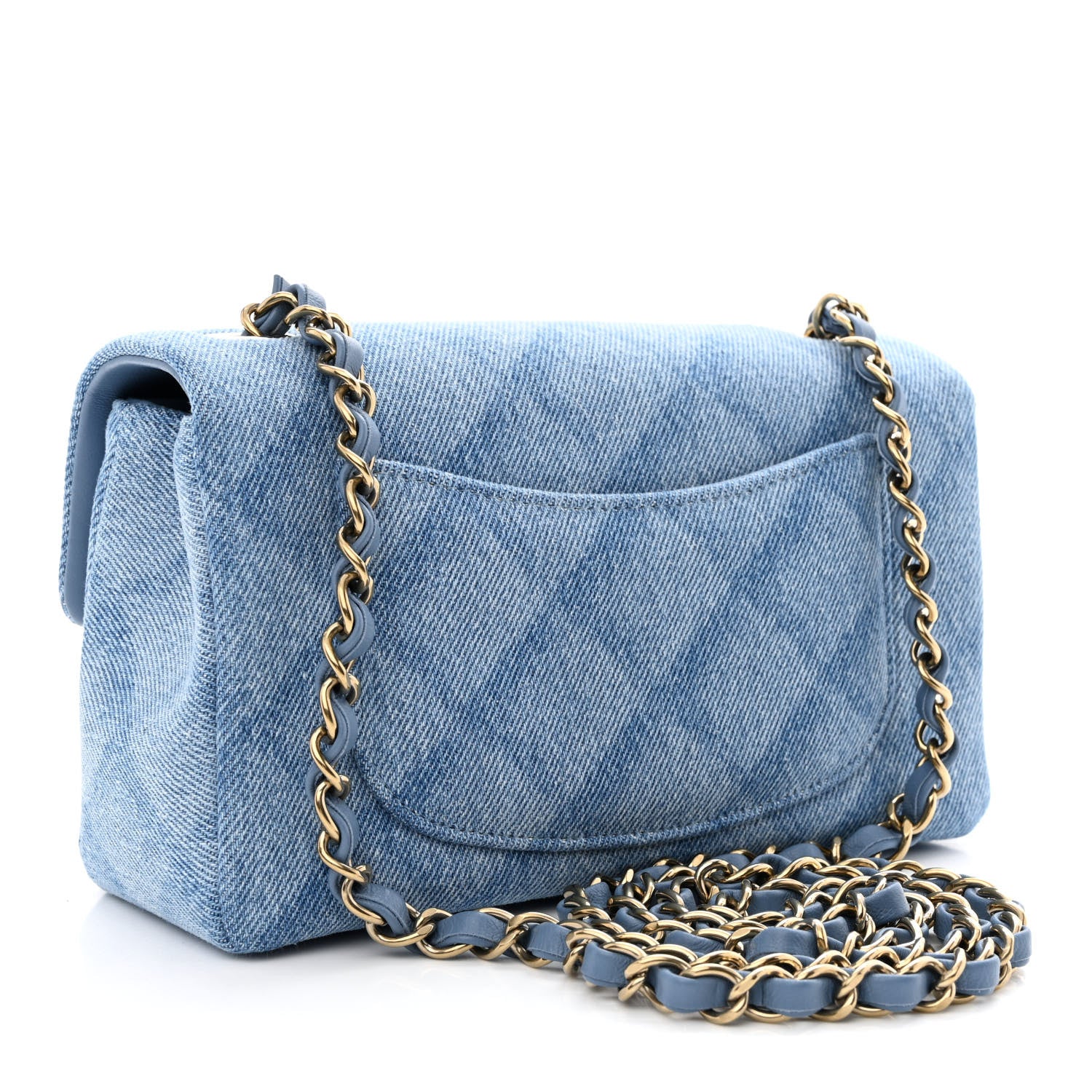 Chanel Printed Denim Quilted Mini Rectangular Flap Light Blue 3 of 10
