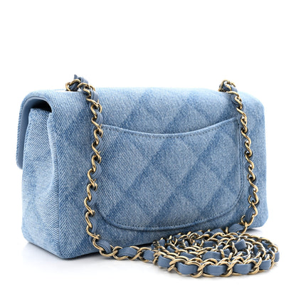 Chanel Printed Denim Quilted Mini Rectangular Flap Light Blue 3 of 10