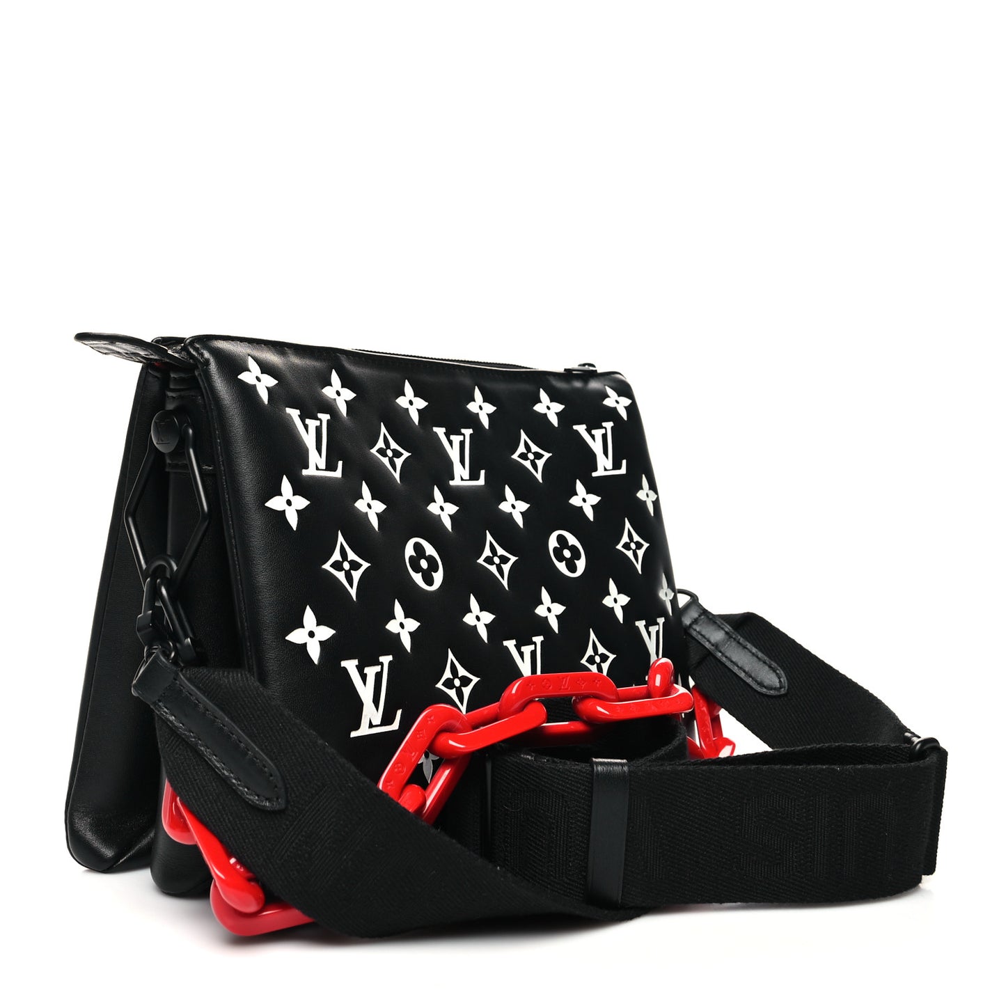 Lambskin Embossed Monogram Coussin PM Black White