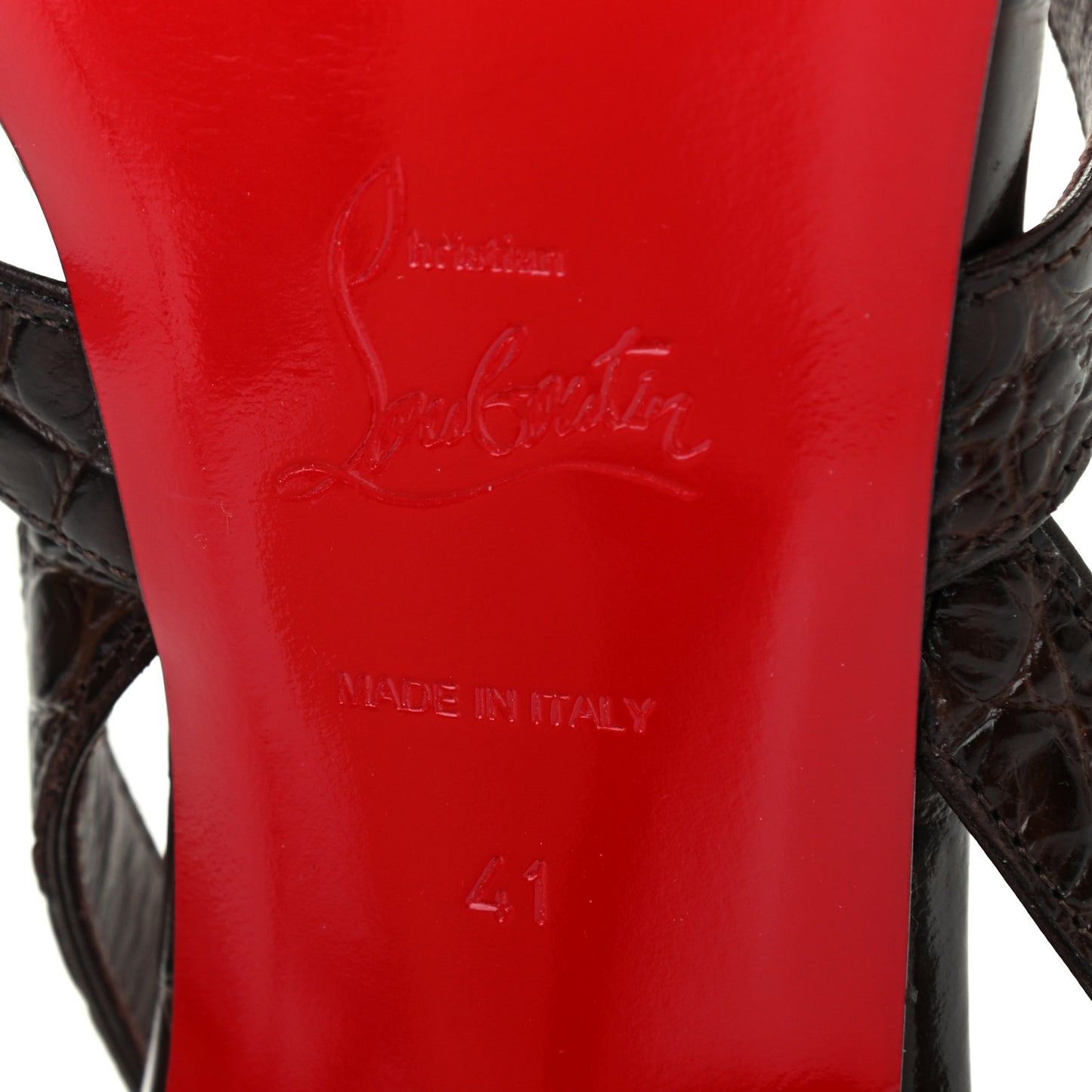Calfskin Crocodile Embossed Taralita 85 Thong Sandals 41 Brown