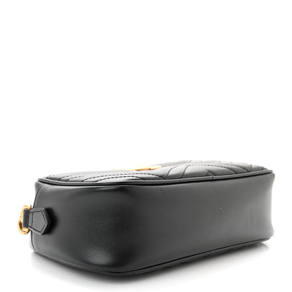 Gucci Calfskin Matelasse Small GG Marmont Chain Shoulder Bag Black 4 of 11