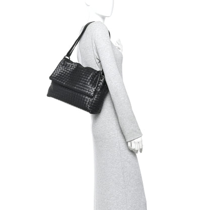 Bottega Veneta Nappa Intrecciato Flap Shoulder Bag Black 2 of 11