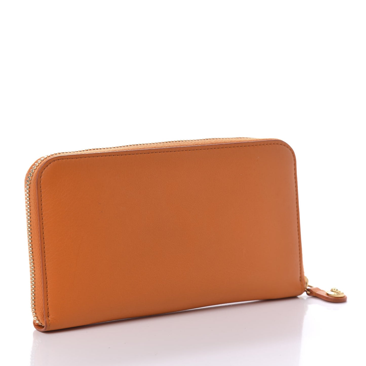 Calfskin Tribute Zip Around Wallet Orange