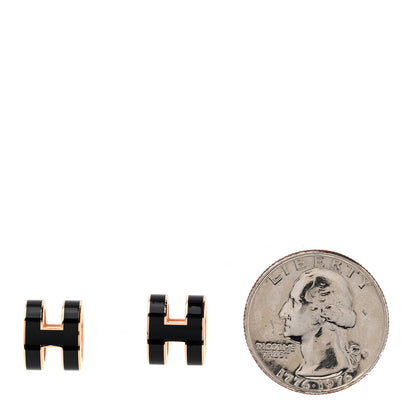 Hermes Rose Gold Lacquered Pop H Earrings Black 2 of 4