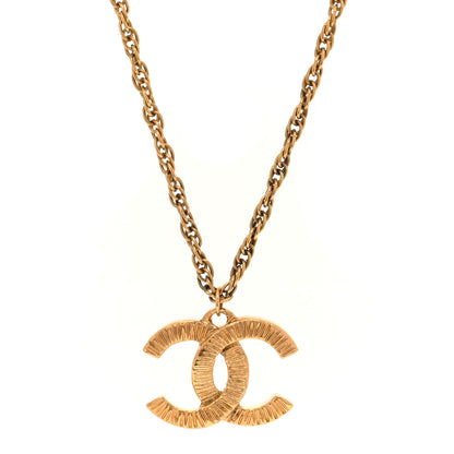 Chanel Metal Textured CC Chain Pendant Necklace Gold 1 of 4