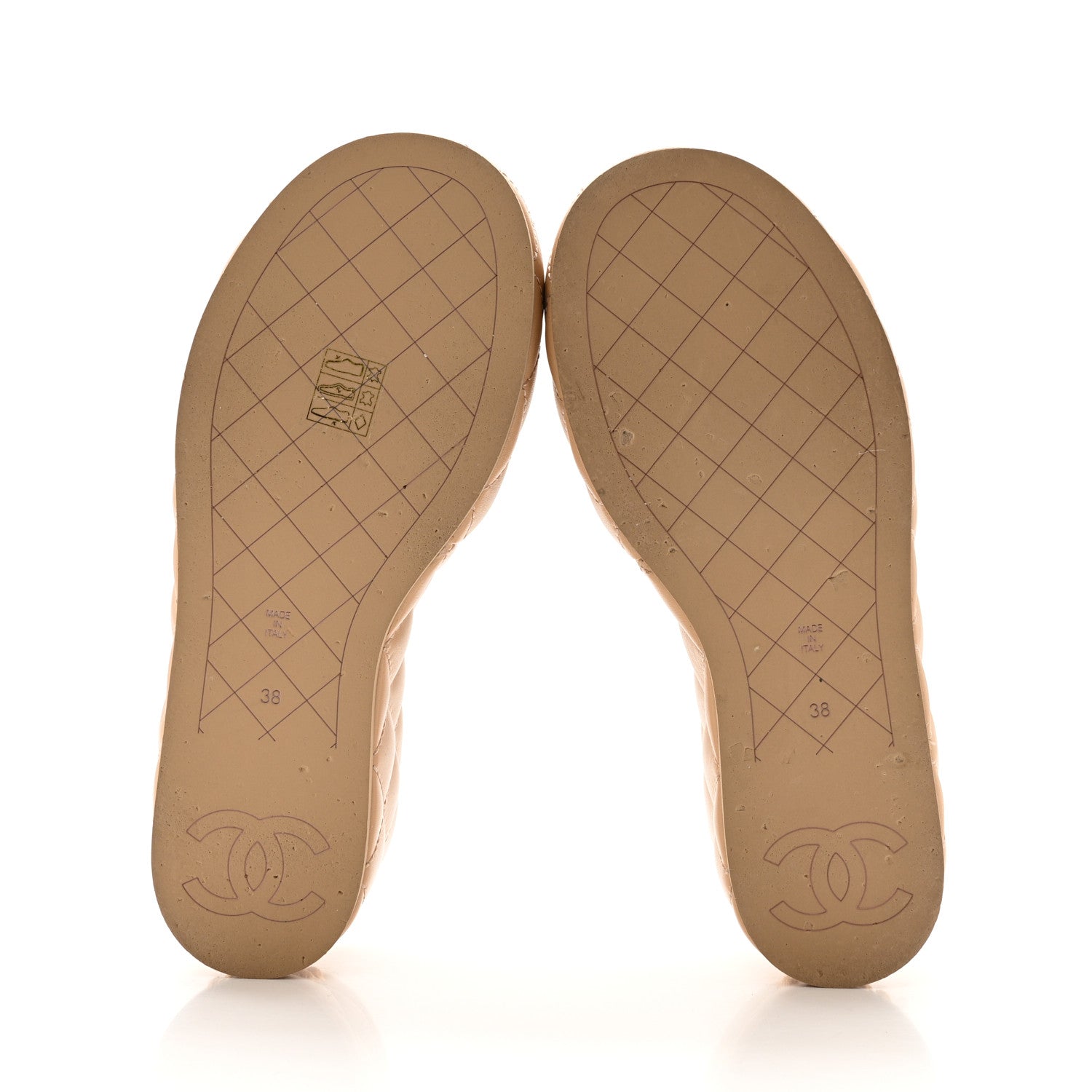 Chanel Lambskin Quilted Camelia CC Wedge Sandal Mules 38 Beige 6 of 15
