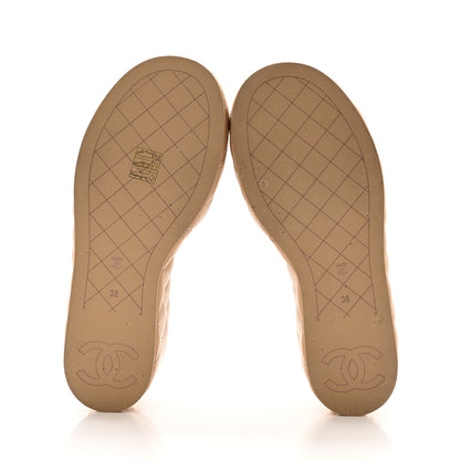 Chanel Lambskin Quilted Camelia CC Wedge Sandal Mules 38 Beige 6 of 15