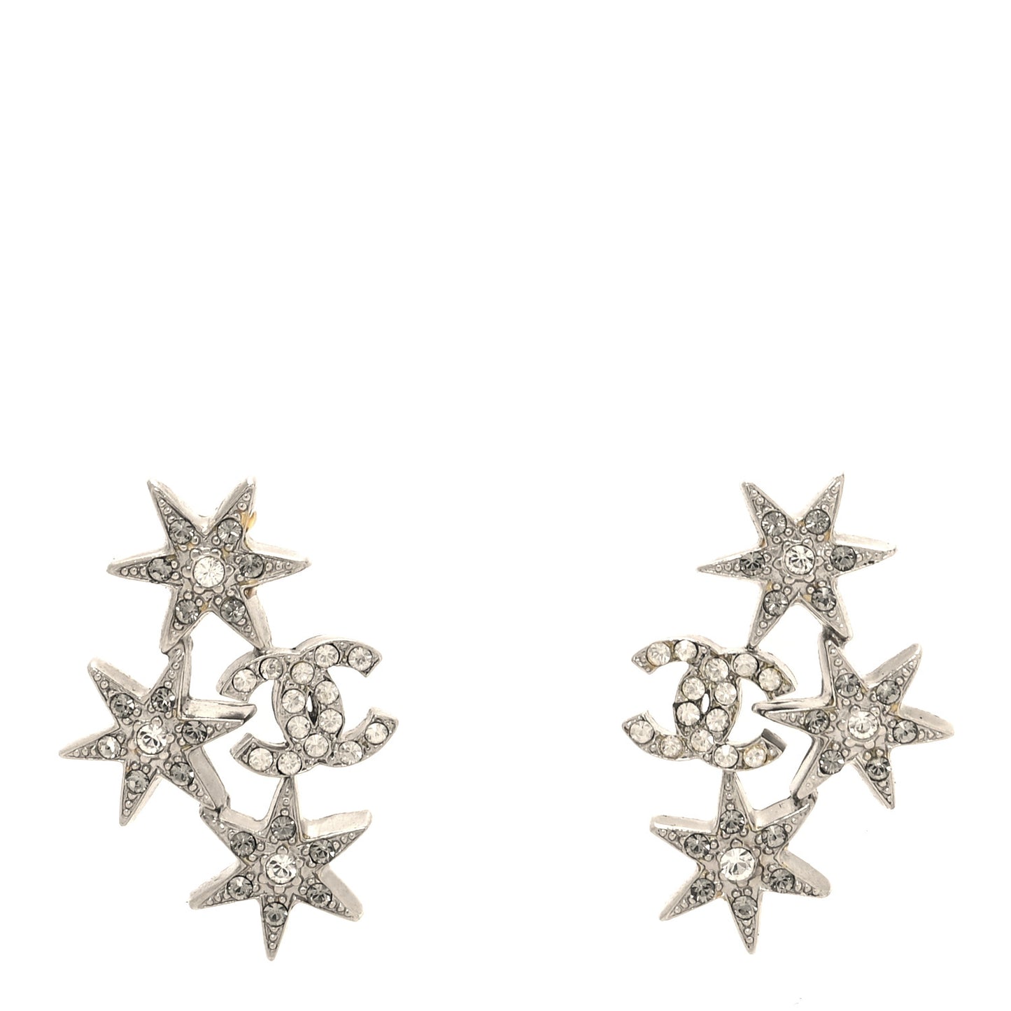Crystal Star CC Earrings Silver
