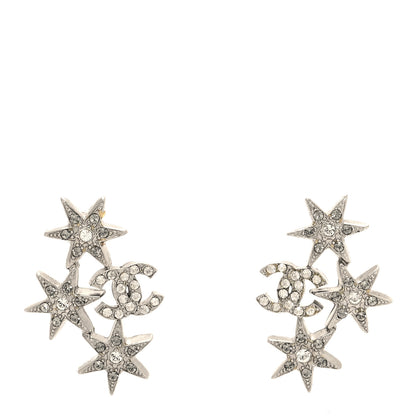 Chanel Crystal Star CC Earrings Silver 1 of 6