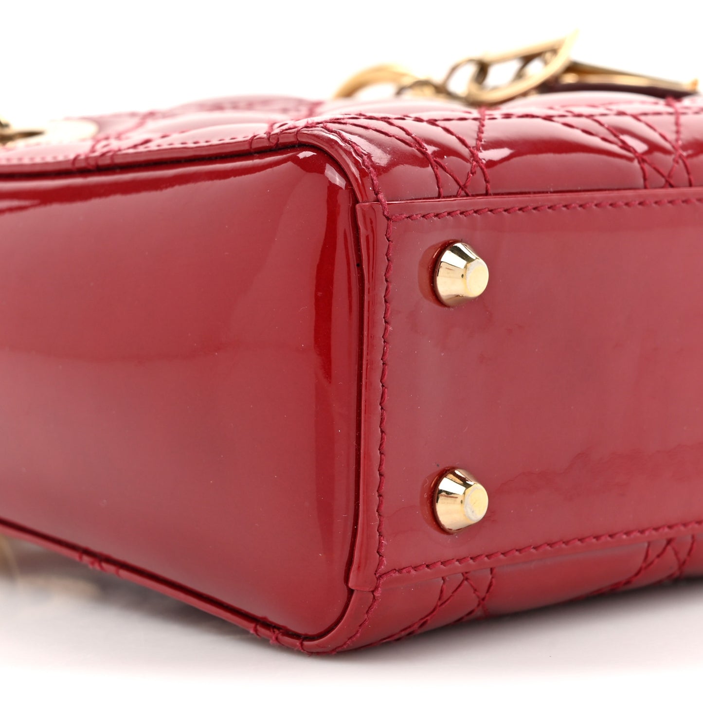 Patent Cannage Mini Lady Dior Red