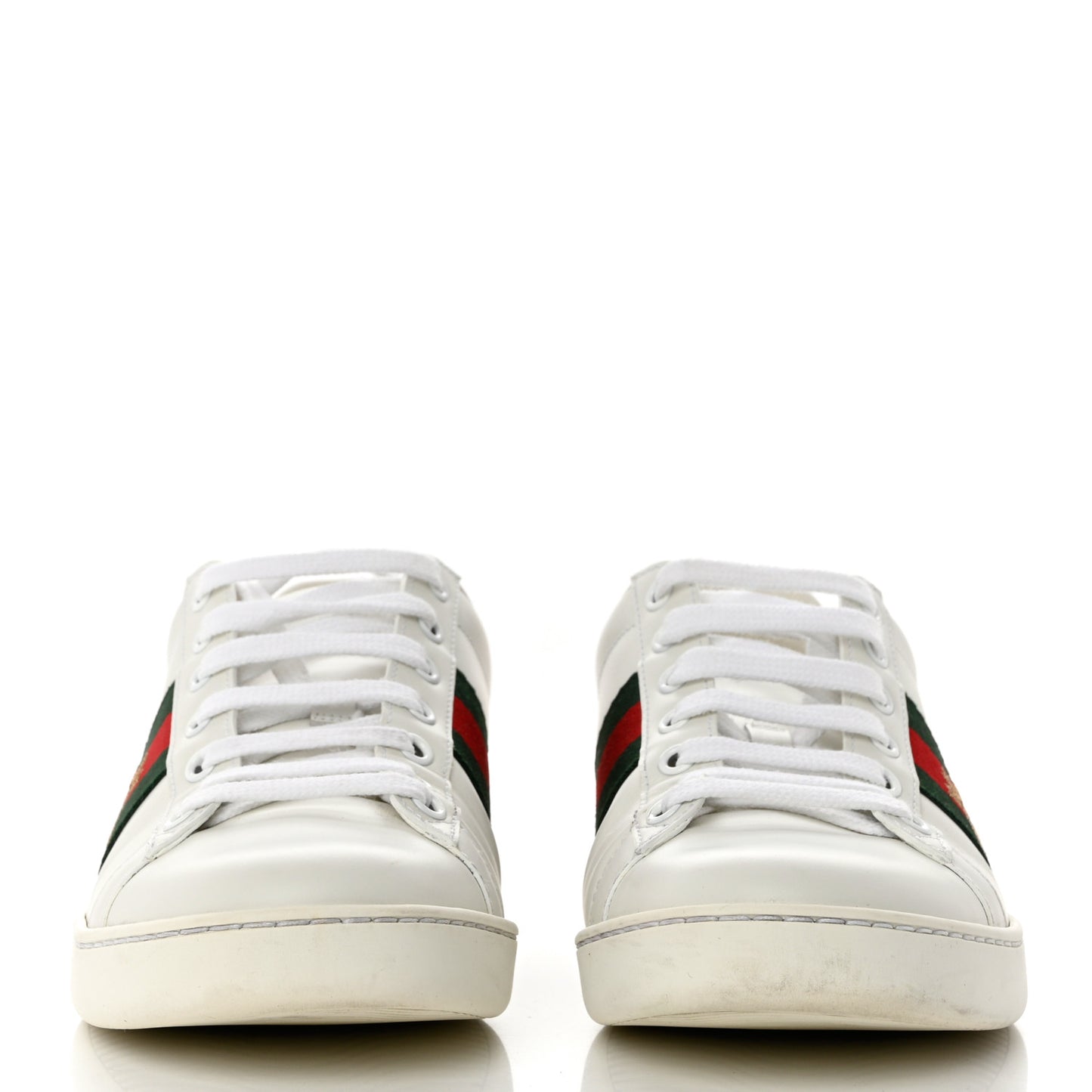 Calfskin Ayers Bee Embroidered Womens Ace Sneakers 39 White Green