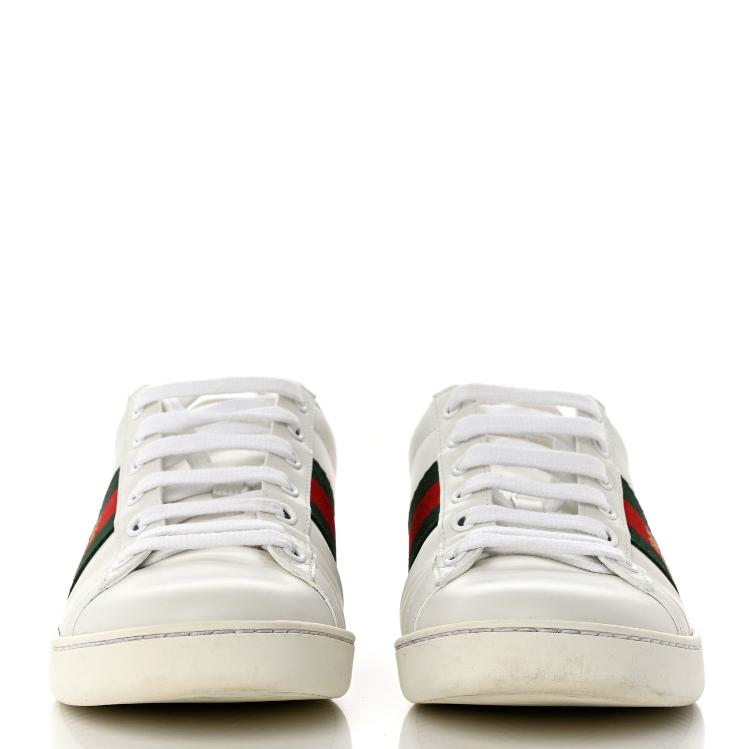Gucci Calfskin Ayers Bee Embroidered Womens Ace Sneakers 39 White Green 2 of 9