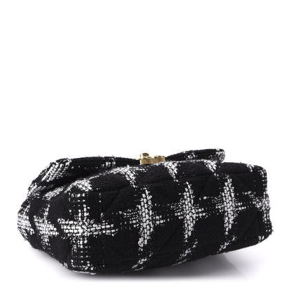 Chanel Tweed Quilted Medium 19 Flap Black White 5 of 12