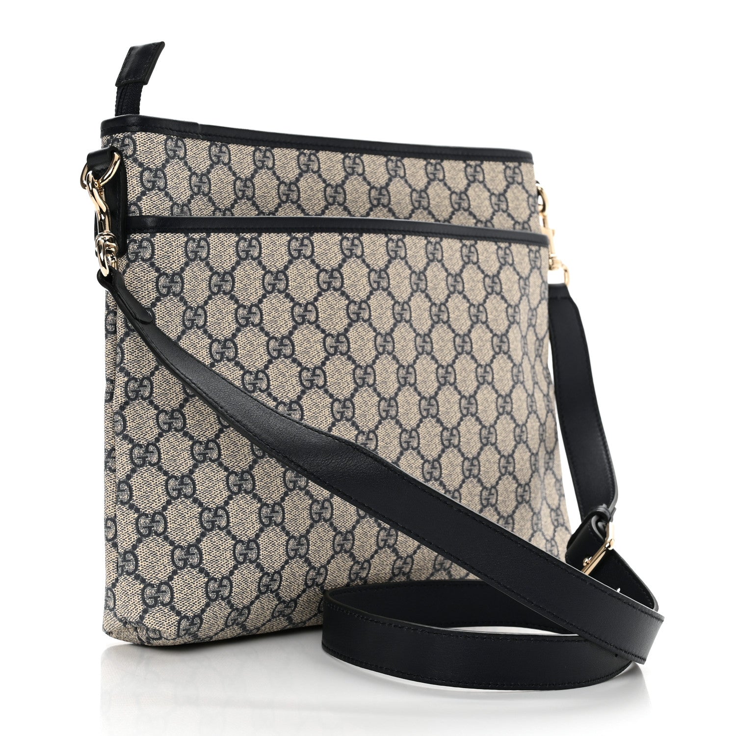 Gucci GG Plus Monogram Medium Flat Messenger Bag Navy 3 of 10