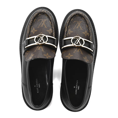 Louis Vuitton Monogram Calfskin Academy Loafers 36.5 Black 2 of 8