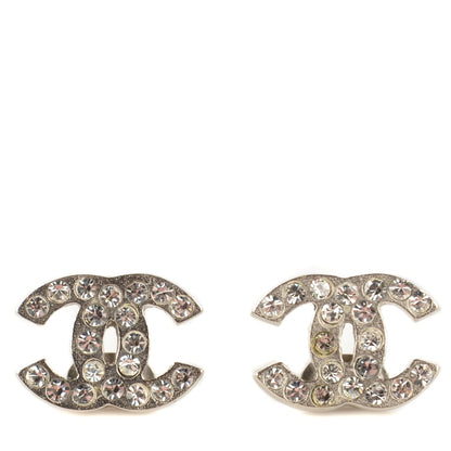 Chanel Crystal Timeless CC Earrings Silver 1 of 5
