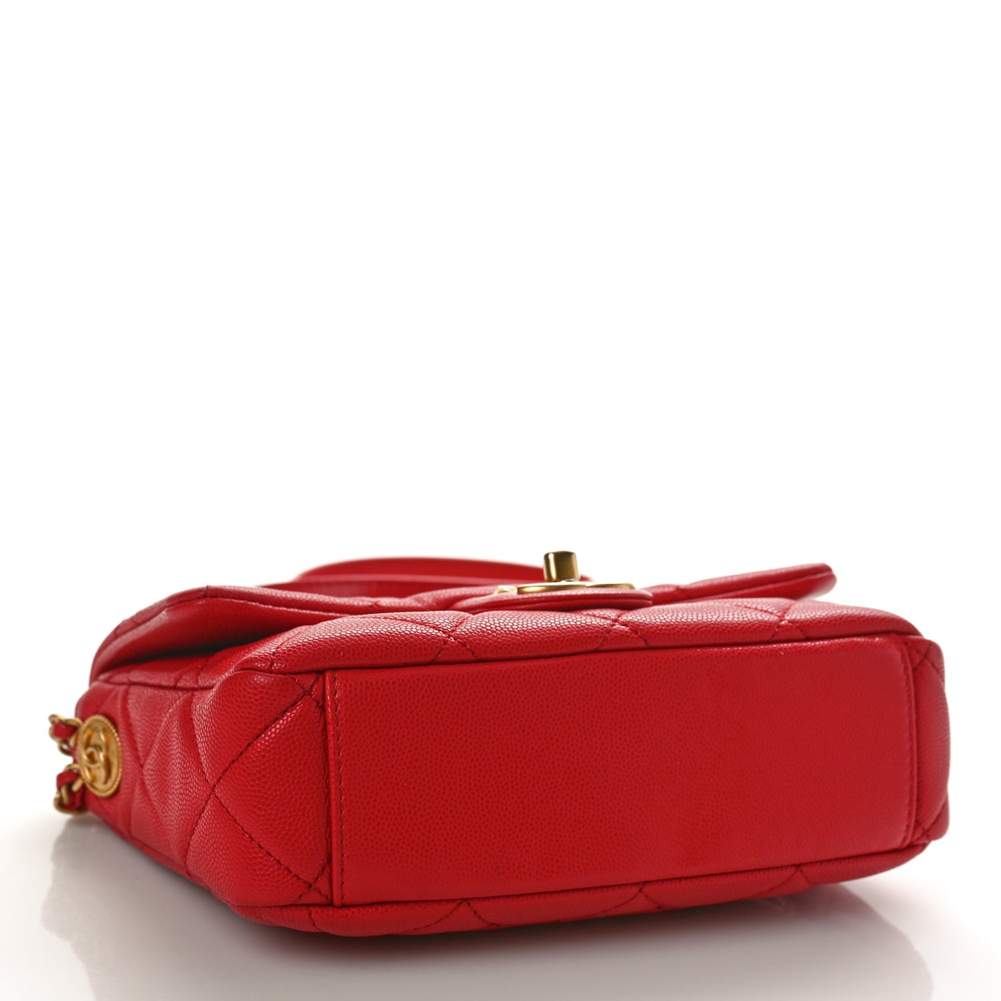 Caviar Quilted Small Twist Your Buttons Flap Red