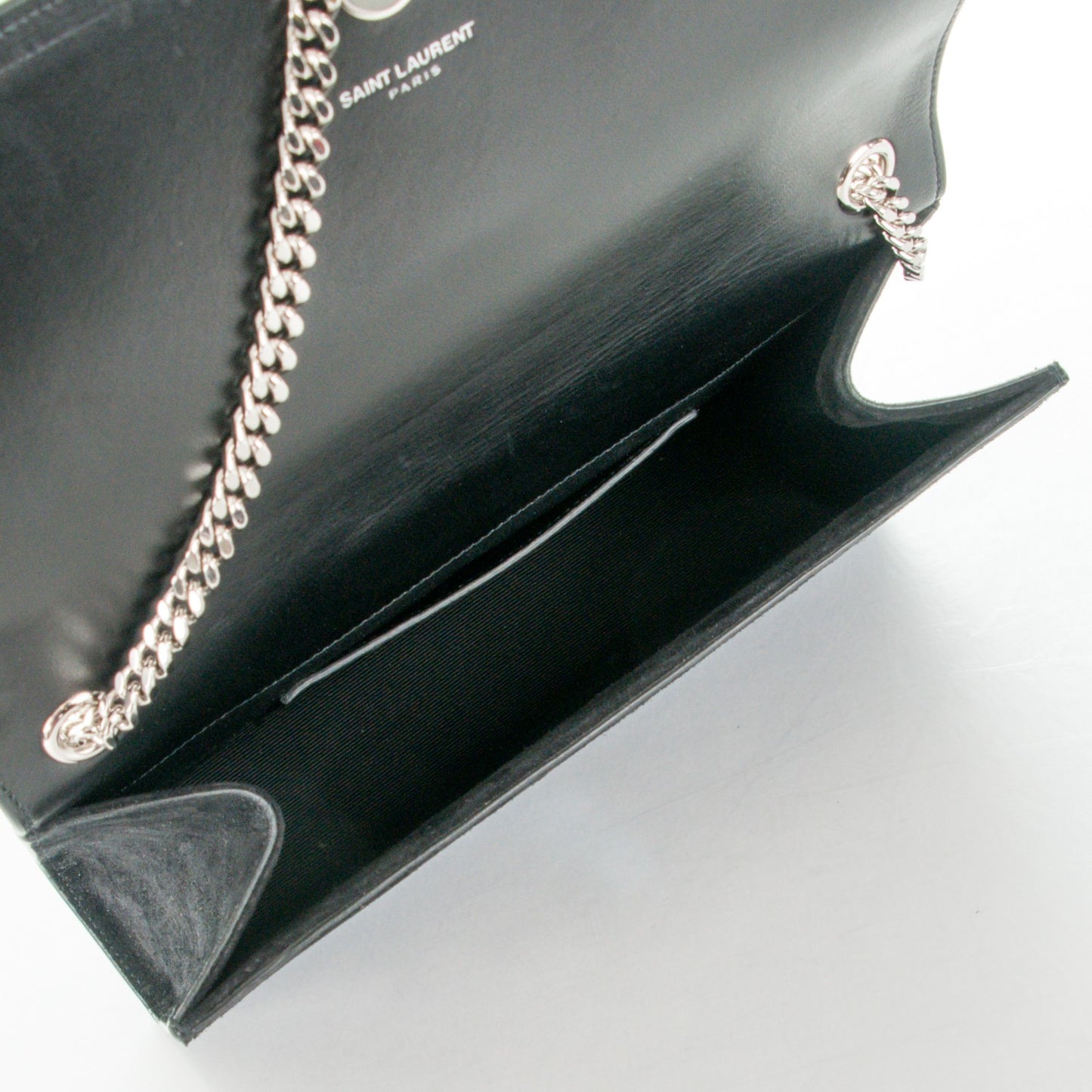 Suede Crystal Medium Classic Monogram Kate Satchel Nero Black