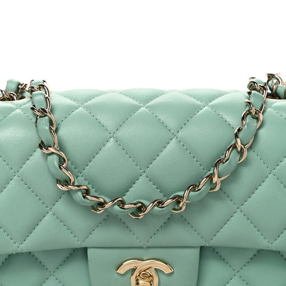 Chanel Lambskin Quilted Mini Rectangular Flap Light Green 8 of 10