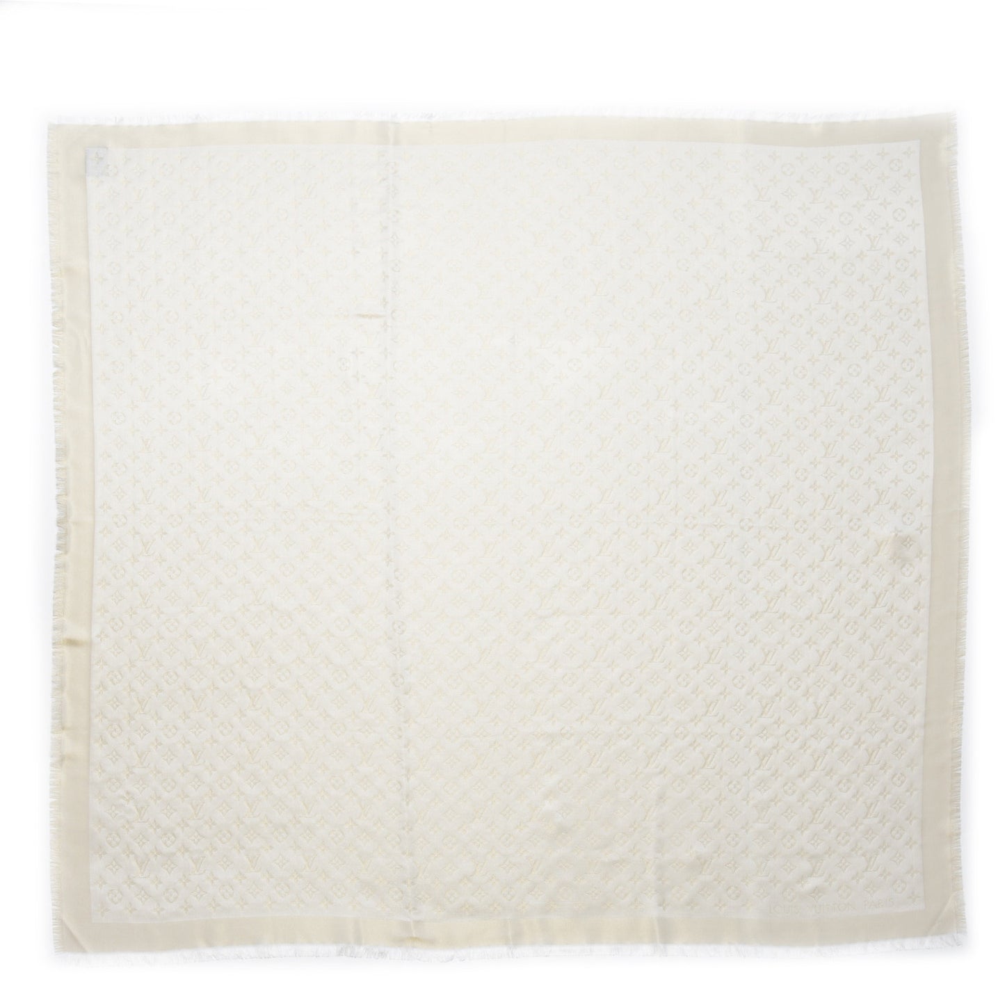 Silk Lurex Wool Monogram Shine Shawl Charcoal Greige