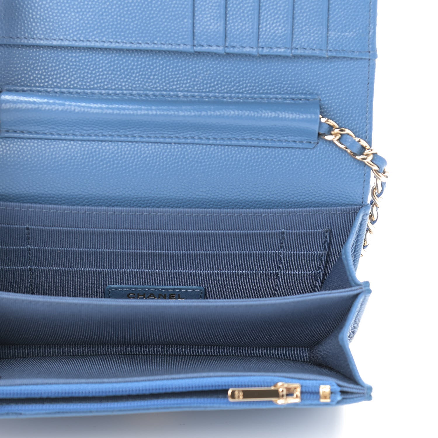 Chanel Caviar Quilted Mini Wallet On Chain WOC Blue 5 of 9