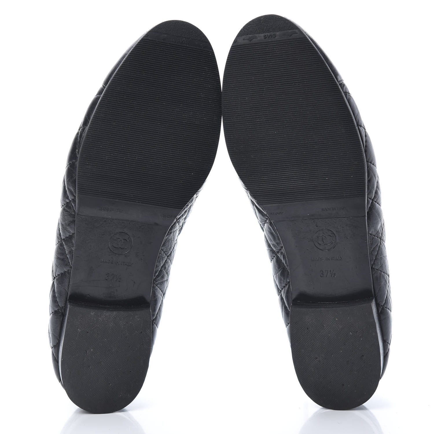 Chanel Aged Calfskin Quilted CC Cap Toe Ballerina Flats 37.5 Black 7 of 13