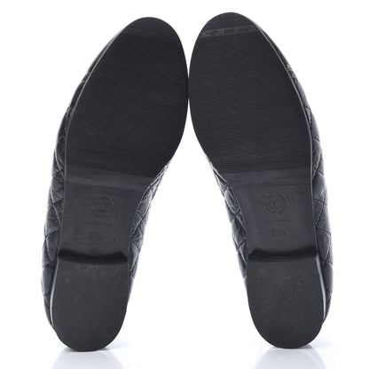 Chanel Aged Calfskin Quilted CC Cap Toe Ballerina Flats 37.5 Black 7 of 13