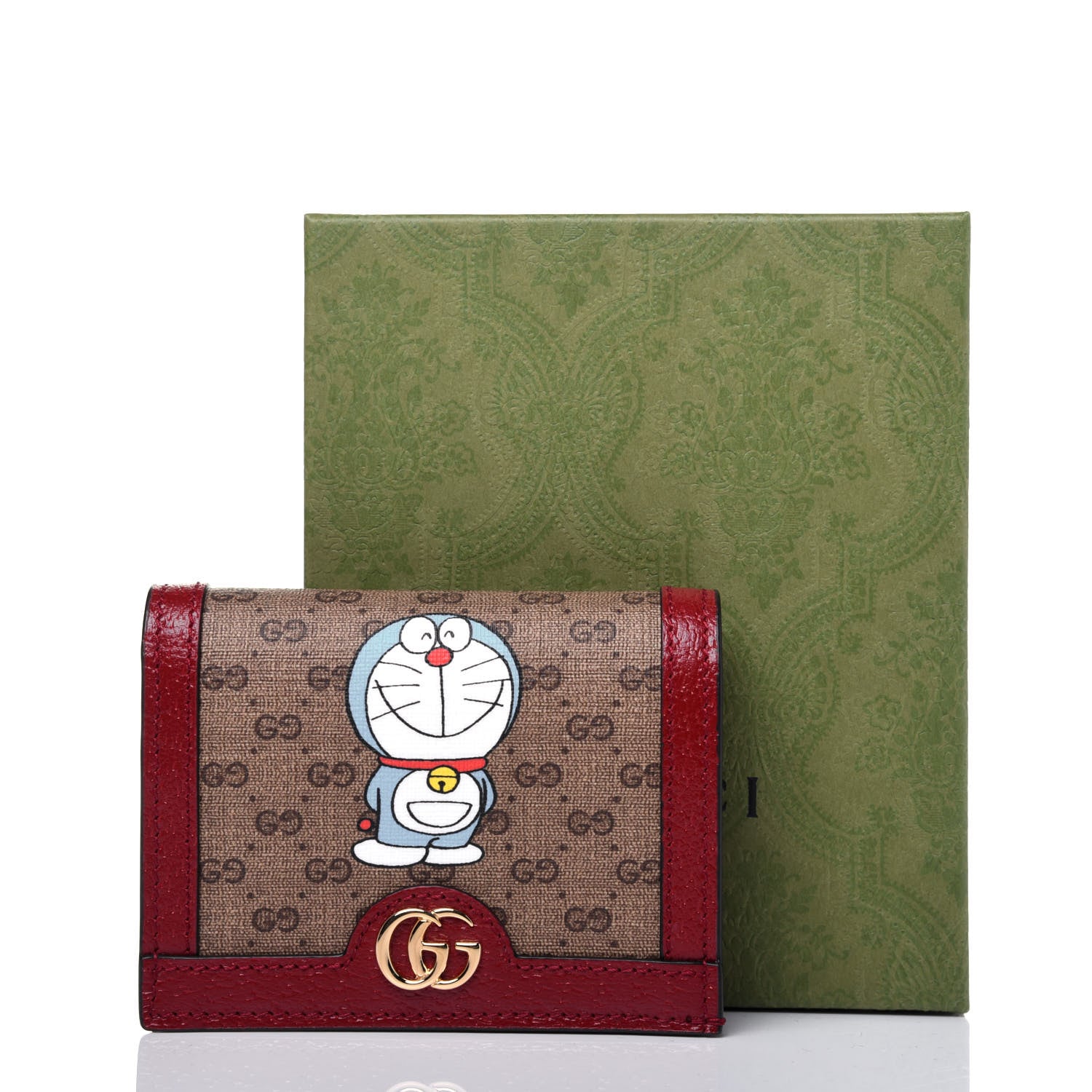 Gucci X DORAEMON Mini Vintage GG Supreme Monogram Card Case Wallet Beige Cherry Red 11 of 11