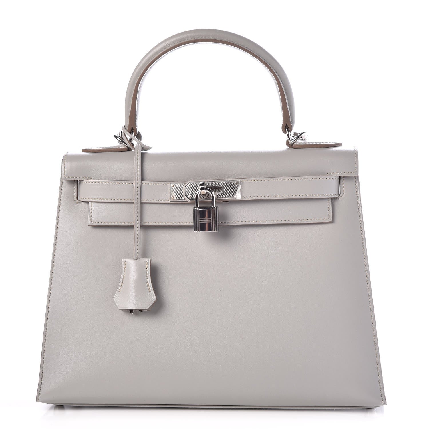 Hermes Tadelakt Kelly Sellier Guilloche 28 Gris Perle 1 of 36