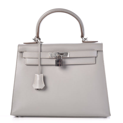Hermes Tadelakt Kelly Sellier Guilloche 28 Gris Perle 1 of 36