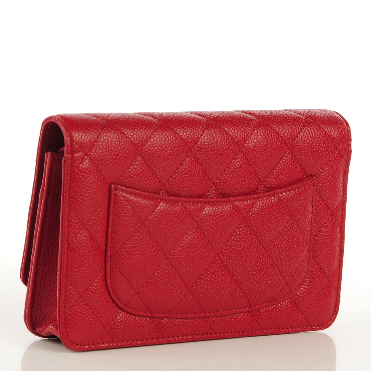 Caviar Quilted Wallet On Chain WOC Dark Red