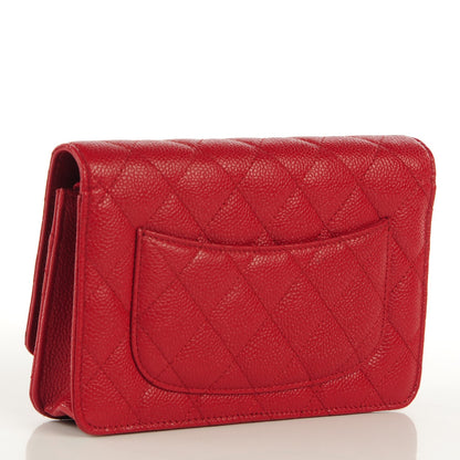 Chanel Caviar Quilted Wallet On Chain WOC Dark Red 3 of 8