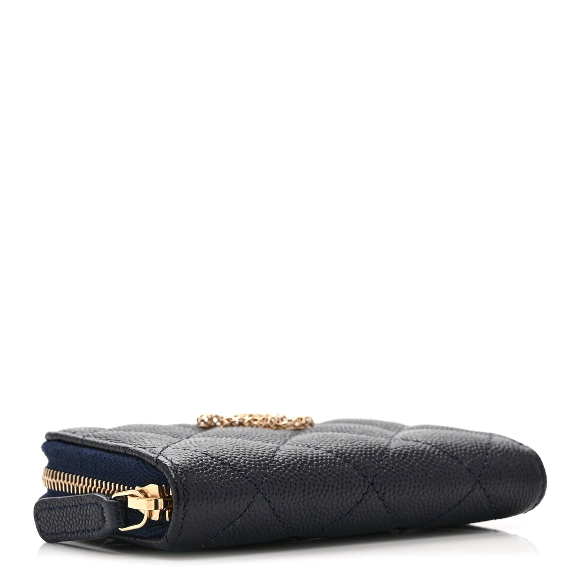Chanel Caviar Quilted Perforated CC Zip Coin Purse  Navy 4 of 9