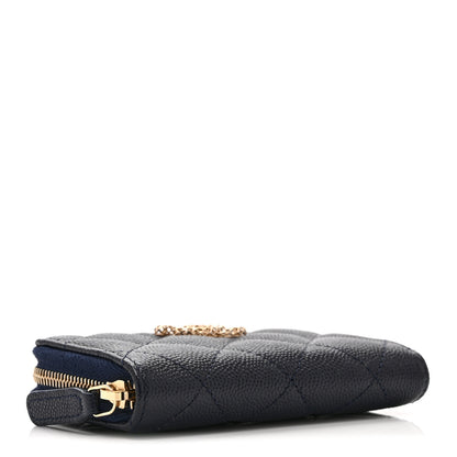 Chanel Caviar Quilted Perforated CC Zip Coin Purse  Navy 4 of 9