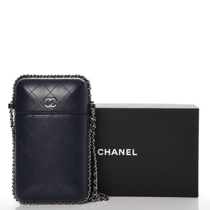 Chanel Lambskin Quilted Chain Around Phone Holder Navy 13 of 13