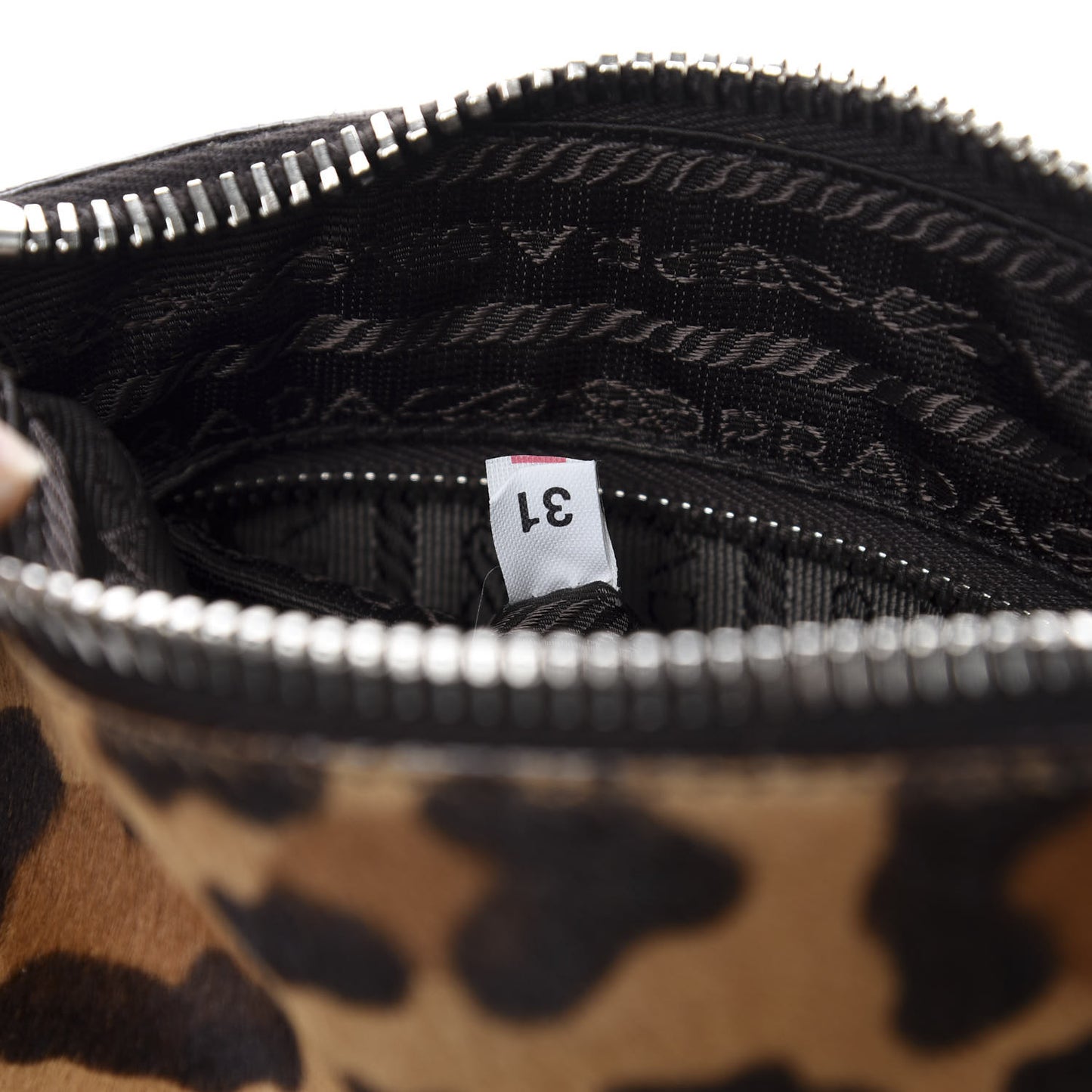 Calf Hair Leopard Print Shoulder Bag Miele Moro
