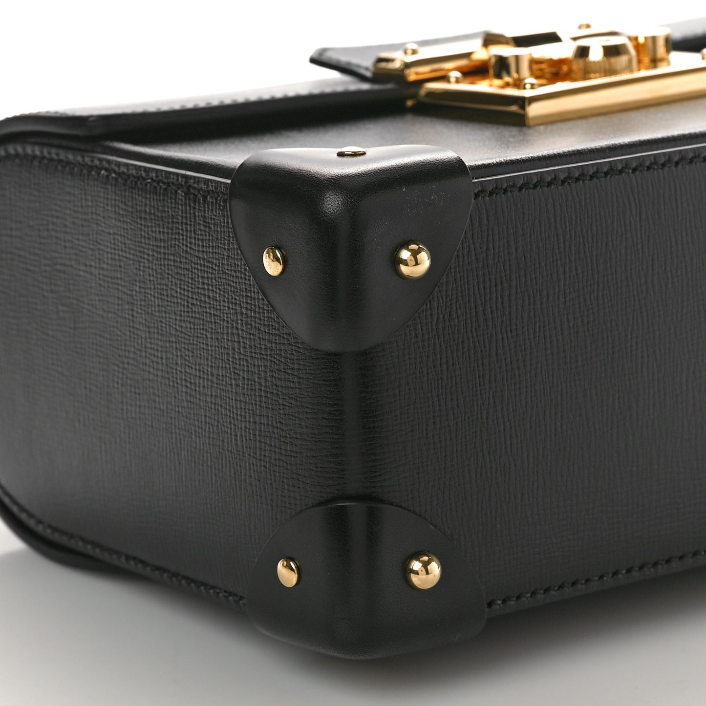 Calfskin Small Padlock Bamboo Shoulder Bag Black