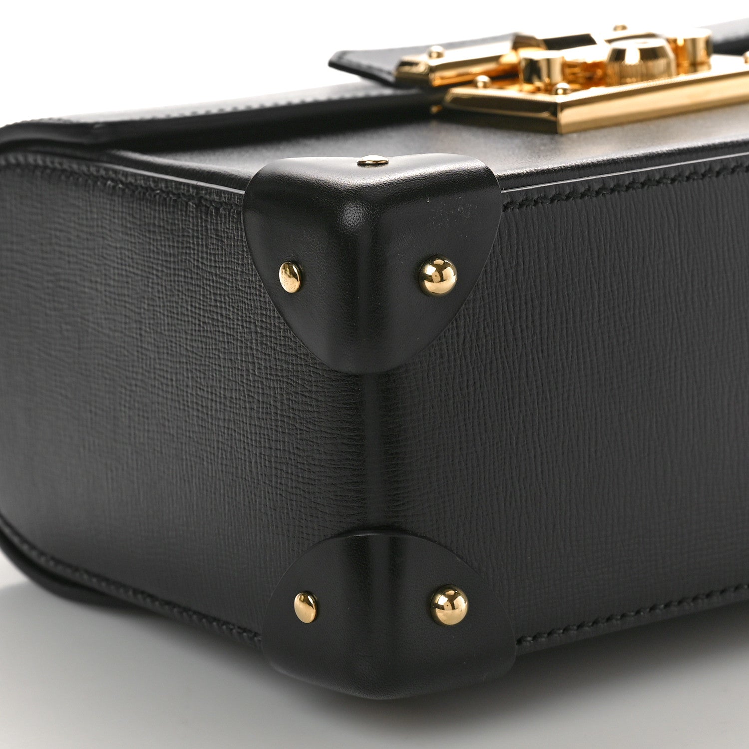 Gucci Calfskin Small Padlock Bamboo Shoulder Bag Black 9 of 10