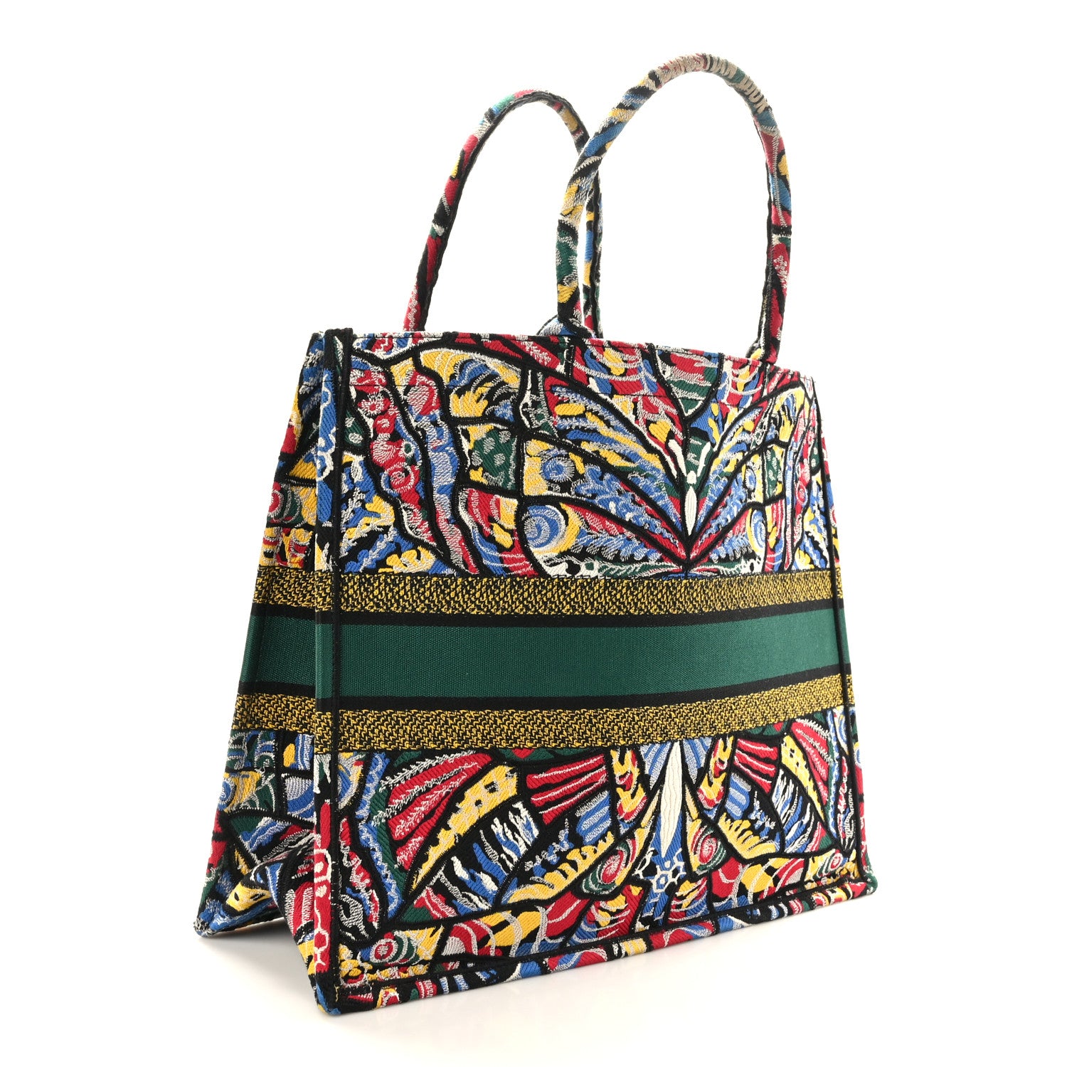 Christian Dior Canvas Embroidered Butterfly Book Tote Black Multicolor 3 of 9