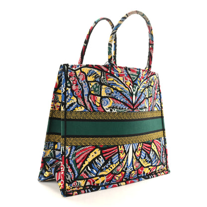 Christian Dior Canvas Embroidered Butterfly Book Tote Black Multicolor 3 of 9