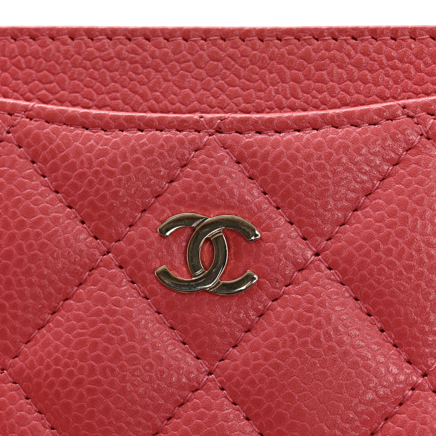 Chanel Metallic Caviar Quilted Card Holder Pink 9 of 11