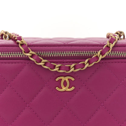 Chanel Lambskin Quilted Small Pearl Crush Vanity Case With Chain Fuchsia 8 of 12