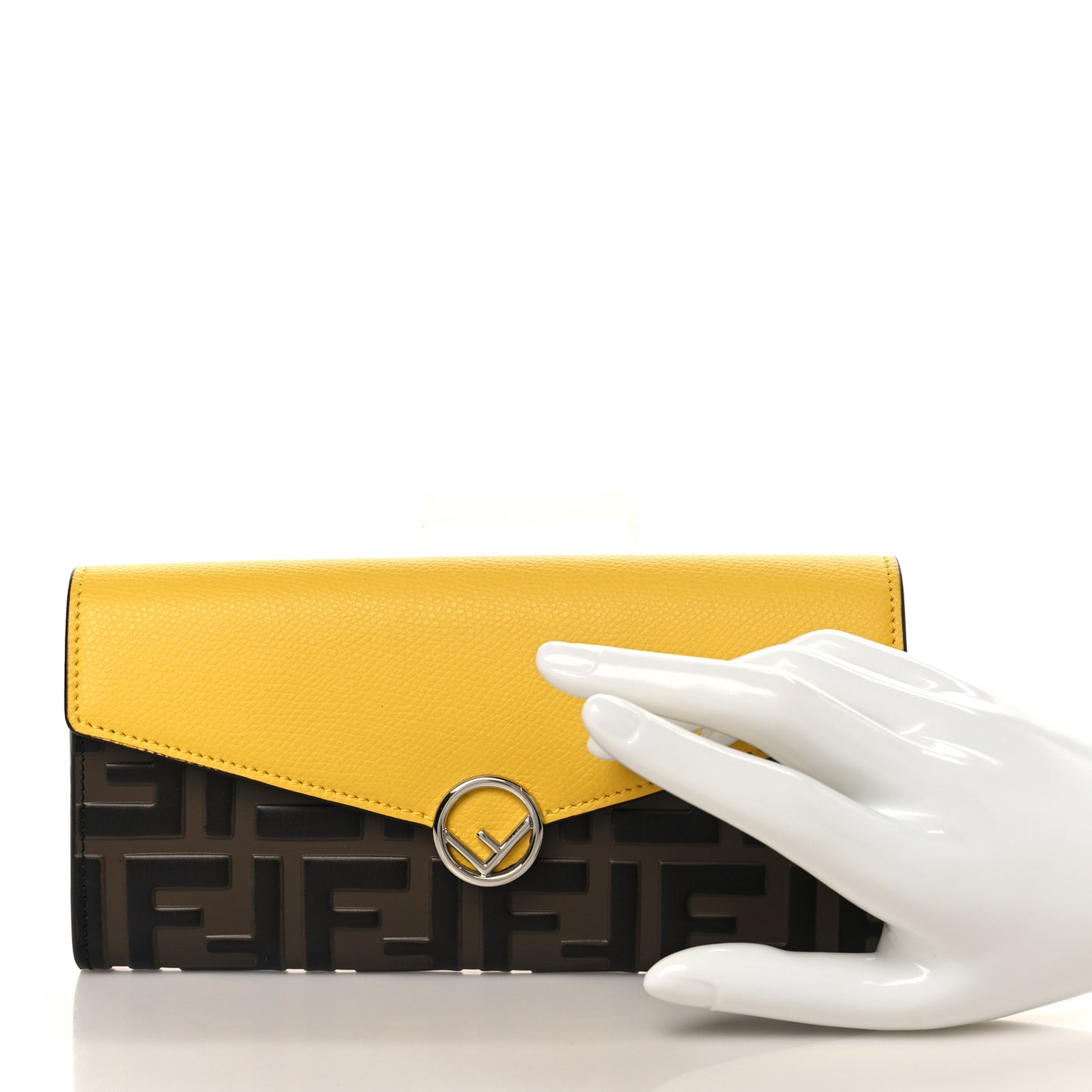 Vitello Cruise F is Fendi Bi-Color FF 1974 Embossed Continental Envelope Wallet Maya Black Sunflower