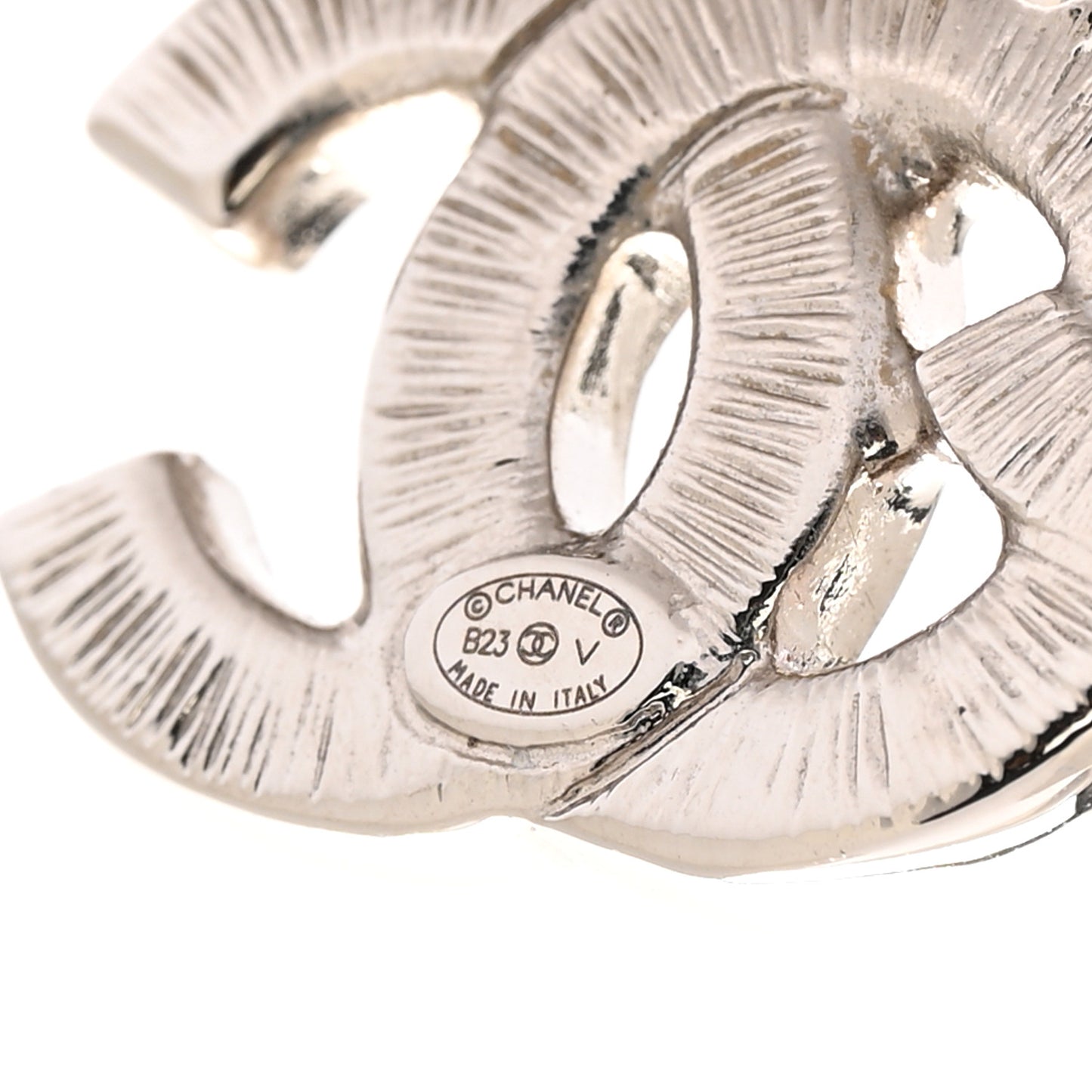 Baguette Crystal Double CC Earrings Silver