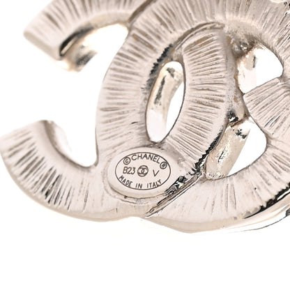 Chanel Baguette Crystal Double CC Earrings Silver 4 of 5