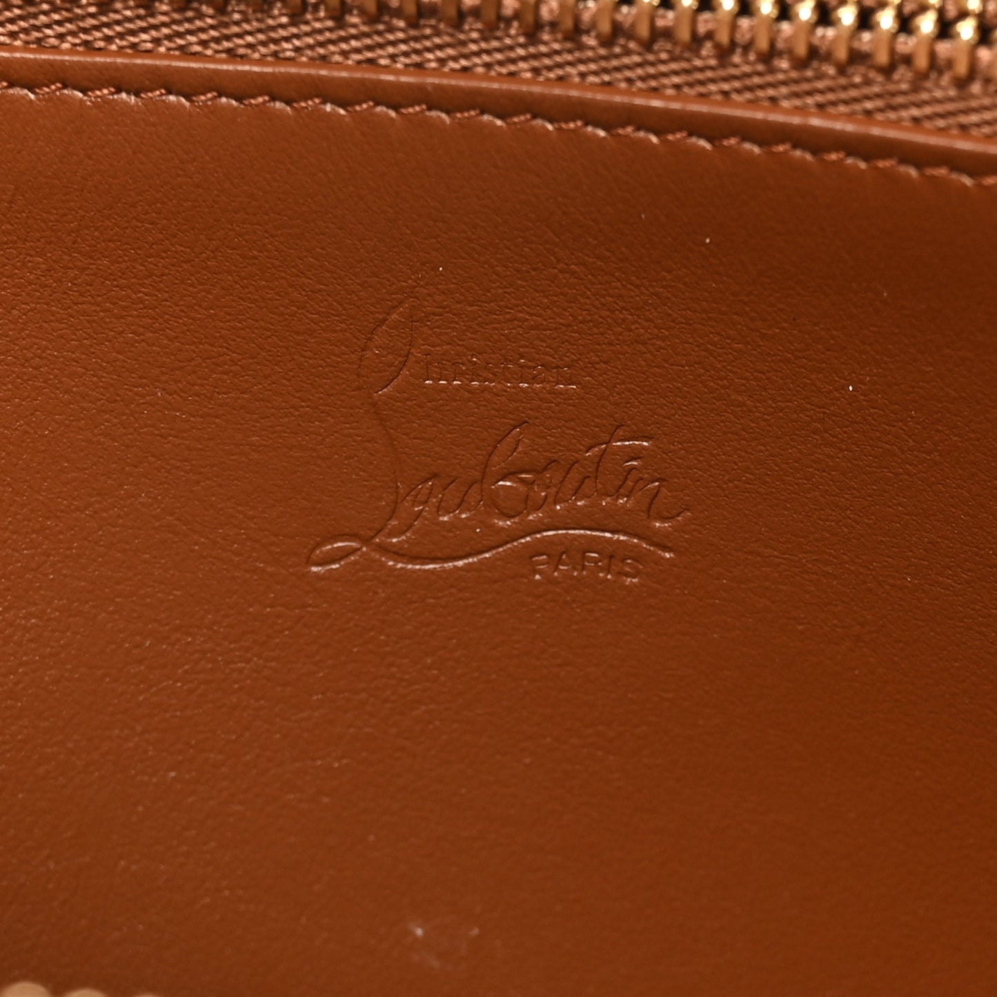 Calfskin Crocodile Embossed Loubinthesky Panettone Zip Around Wallet Biscotto Gold