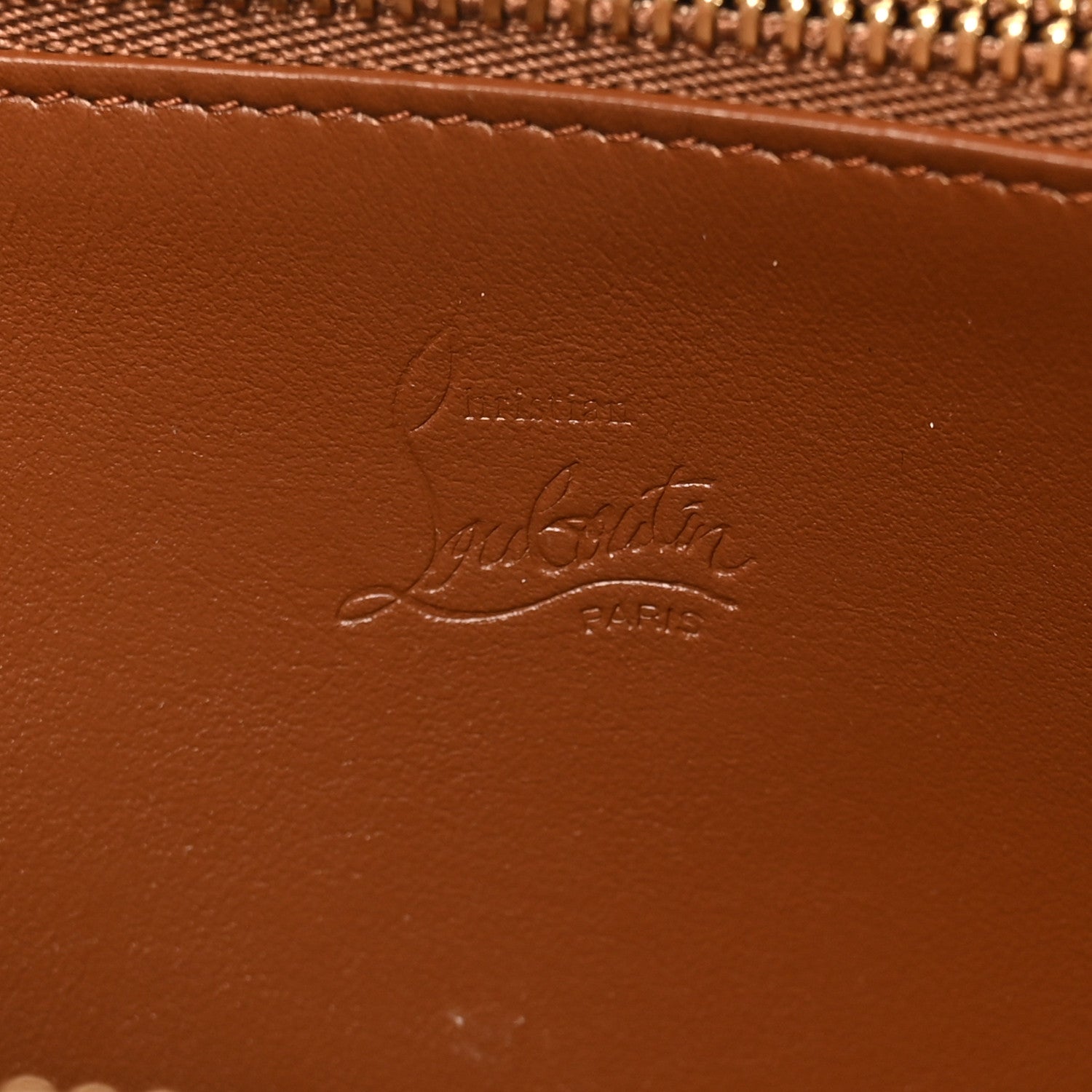 Christian Louboutin Calfskin Crocodile Embossed Loubinthesky Panettone Zip Around Wallet Biscotto Gold 6 of 8