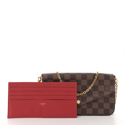 Louis Vuitton Damier Ebene Pochette Felicie Chain Wallet 3 of 12