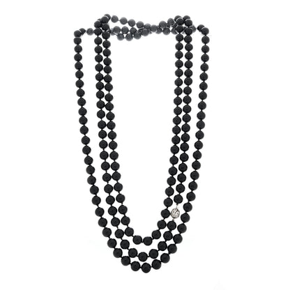 Tiffany Sterling Silver Black Onyx Bead Necklace 78" 2 of 5