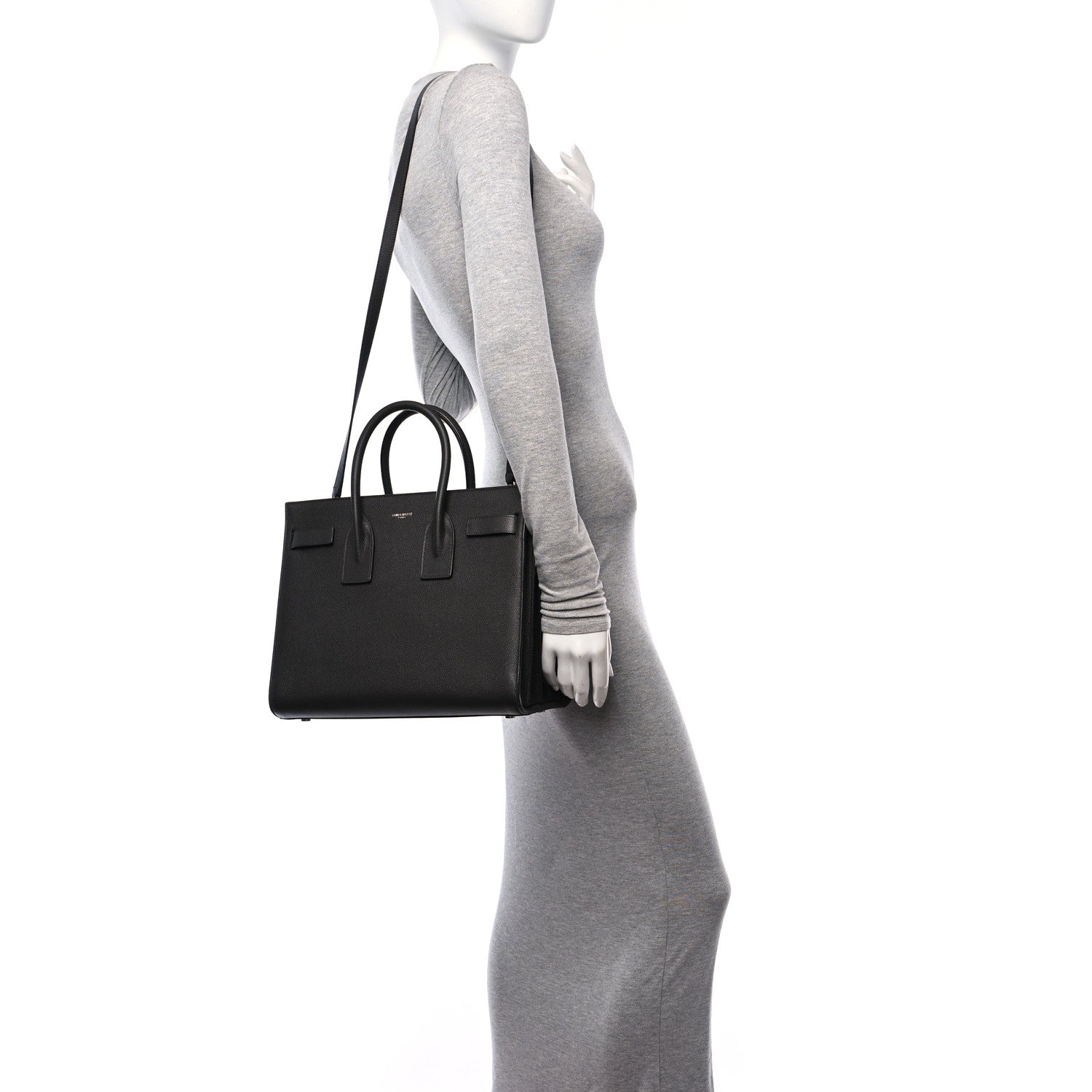 Saint Laurent Grained Calfskin Small Sac De Jour Fog 2 of 11